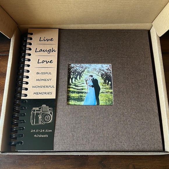 Scrapbook Brown Fabric Hardcover Cover Photo Pocket 40 Black Pages Vienrose - Picture 2 of 4